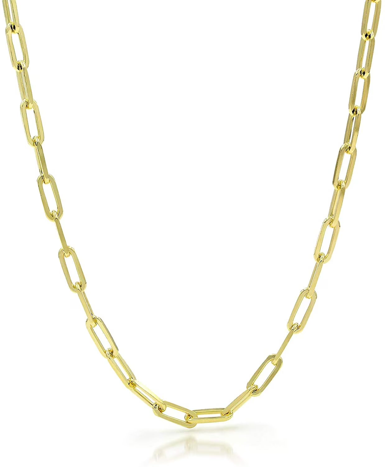 925 Sterling Silver Yellow Gold Plated Cable Link Necklace E5133