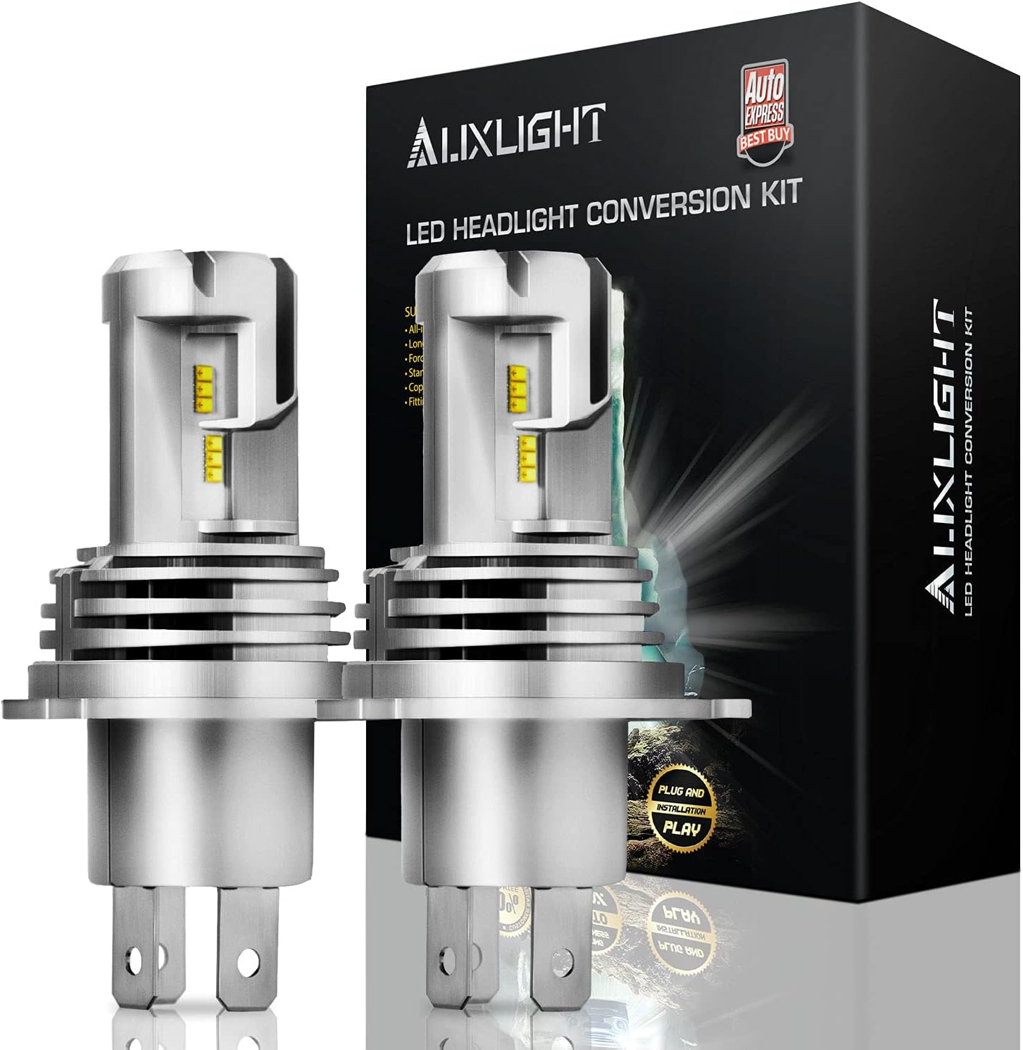 9005/HB3 LED High Beam + H11/H8/H9 LED Low Beam Headlight Bulbs Combo Kit, 12000LM Per Pair 6500K Xenon White (Pack of 4) A928565