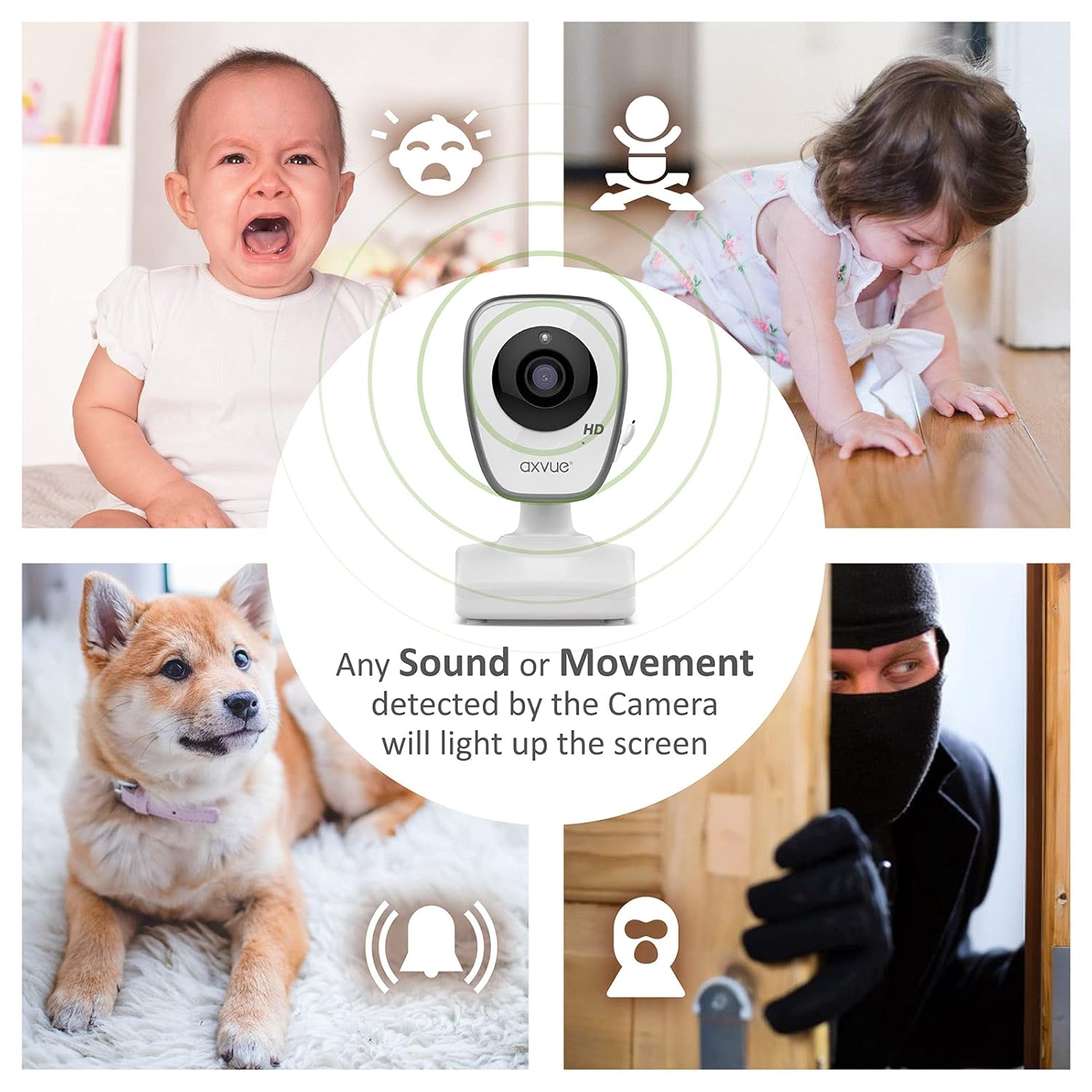 720P 5 HD Display Video Baby Monitor with 2 HD Cams S16564