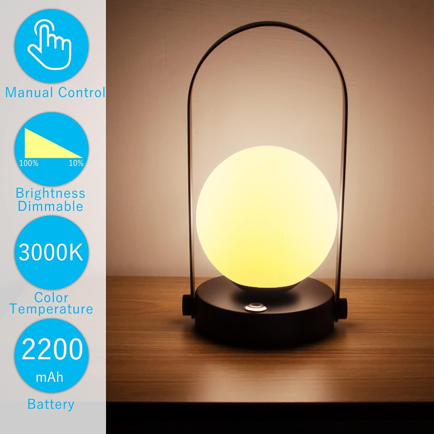 Rechargeable Cordless Table Lamp with Brightness Dimmable X318