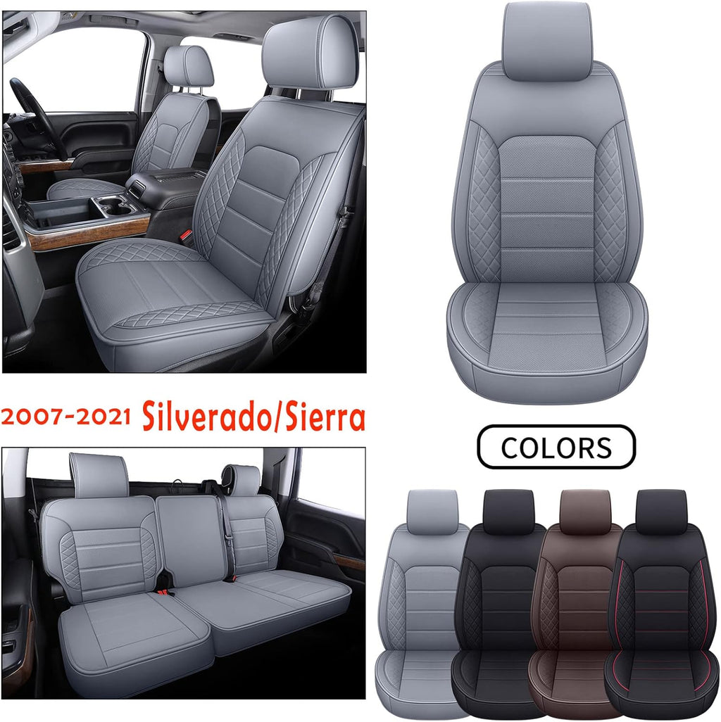 Brown Faux Leather Seat Covers Full Set for Crew Cab F276364