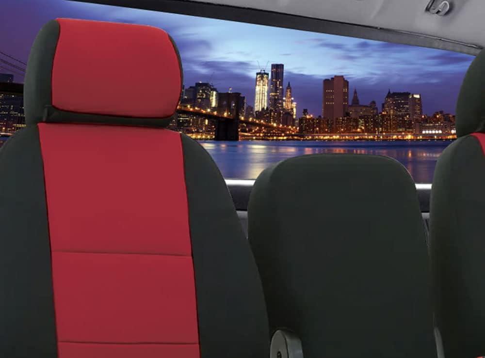 Red Rose & Black Neoprene Front Seat Covers U1058