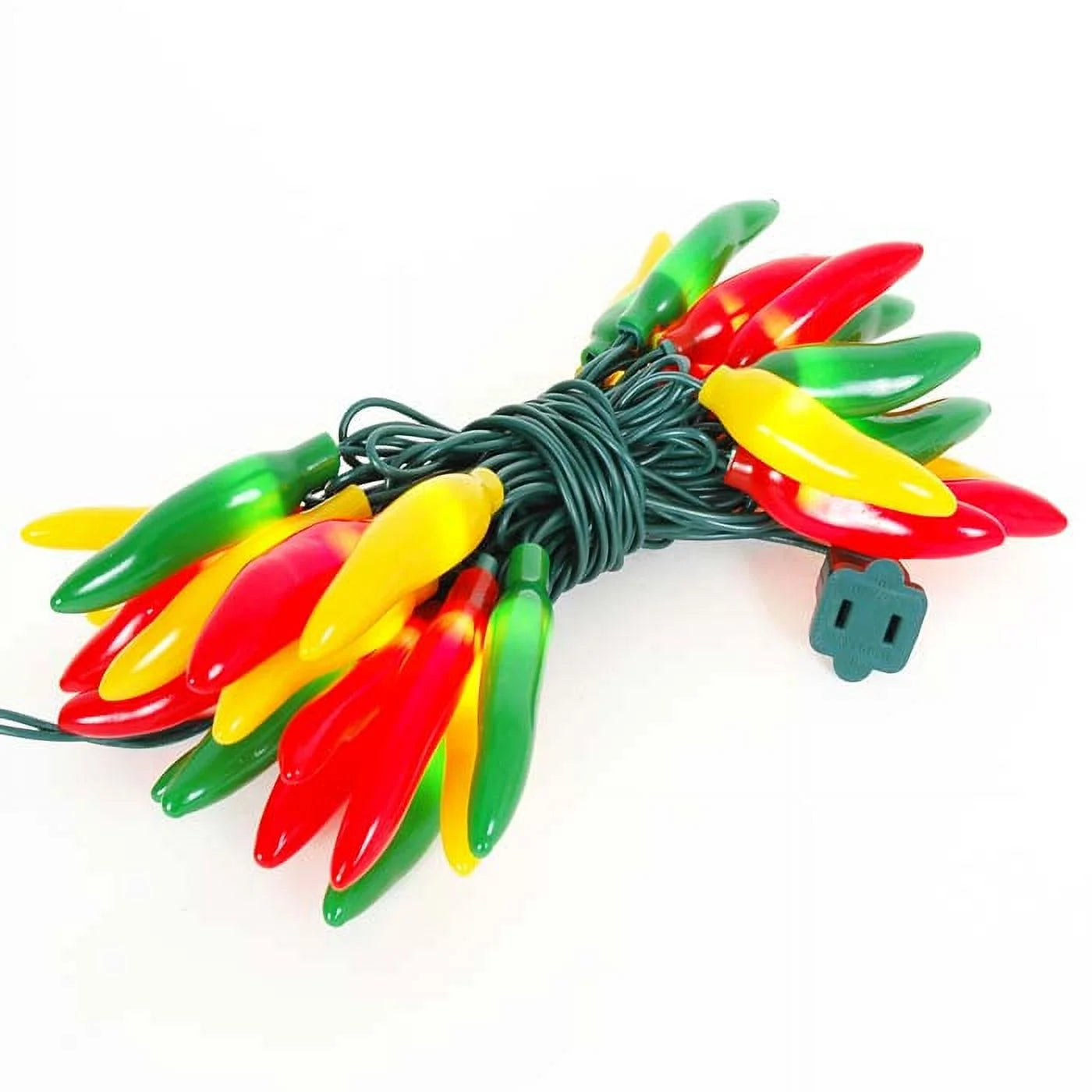 35 Light Chilli Pepper Mini Light Set, Red/Green/Yellow, Green Wire, 11' Long C624