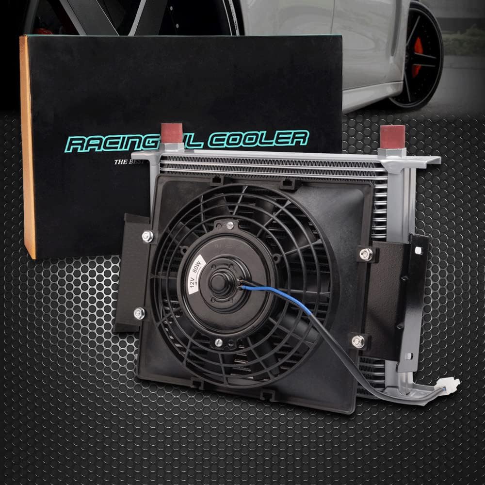 30 Row 10AN Universal Engine Transmission Oil Cooler with 7" Fan Kit R825