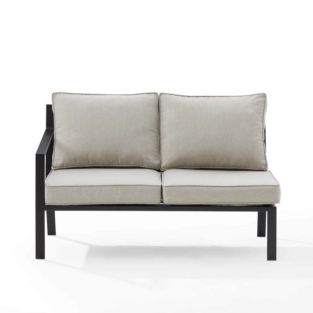 Taupe Matte Black Outdoor Metal Sectional Loveseat B655269