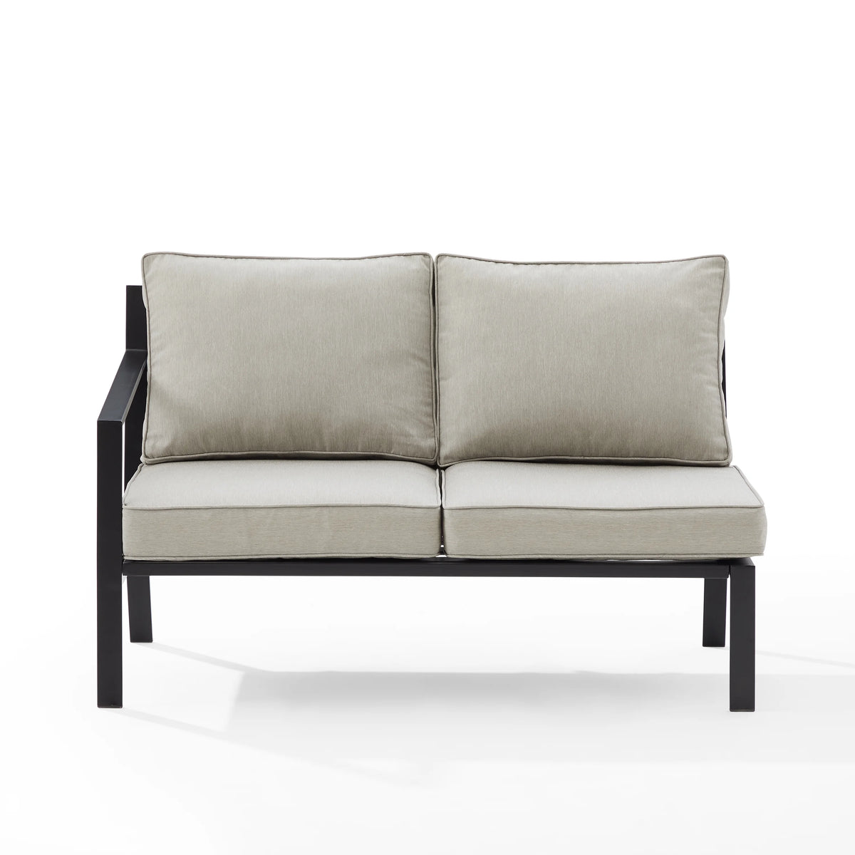 Taupe Matte Black Outdoor Metal Sectional Loveseat B655269
