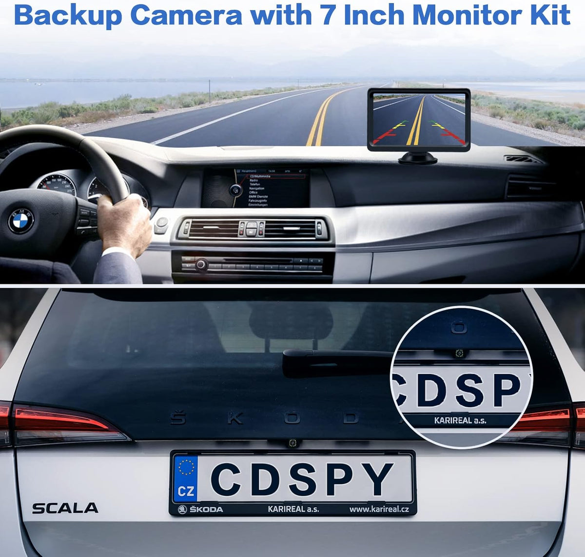7 Inch Monitor Kit HD 1080P IP69 Waterproof Rear View Camera with 12 LED, Pack of 2 I6684