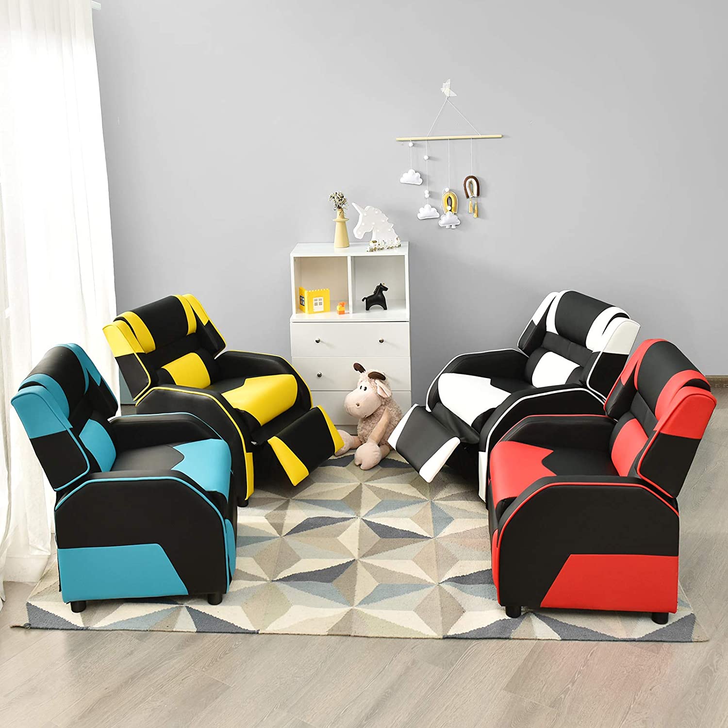 Red Ergonomic Leather Recliner Chair for Children L54729
