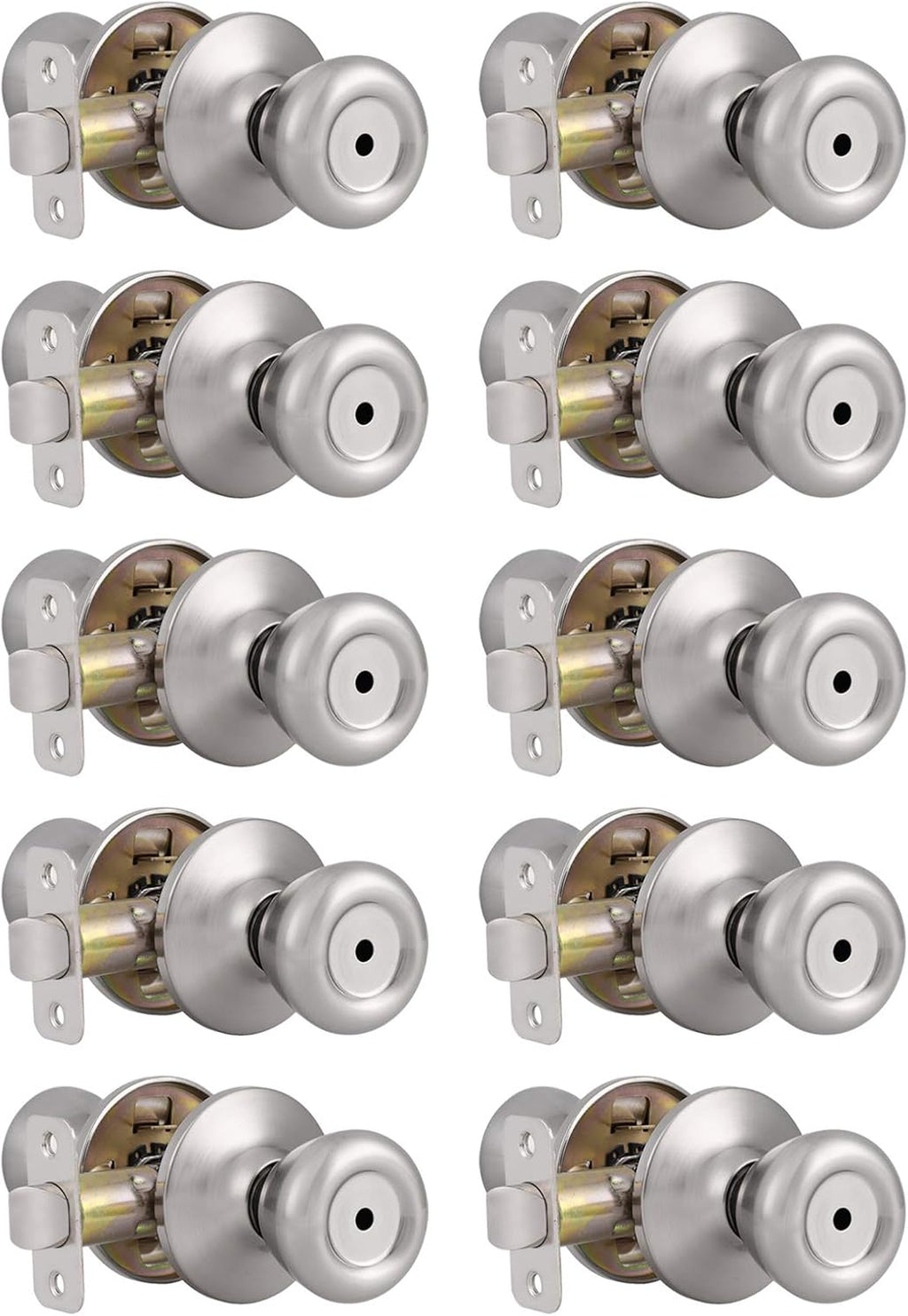 Brushed Nickel Privacy Door Knobs Interior Tulip Shape Door Handles Locks, 6 Pack V30879