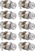 Brushed Nickel Privacy Door Knobs Interior Tulip Shape Door Handles Locks, 6 Pack V30879