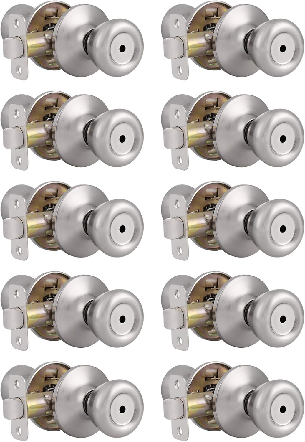 Brushed Nickel Privacy Door Knobs Interior Tulip Shape Door Handles Locks, 6 Pack V30879