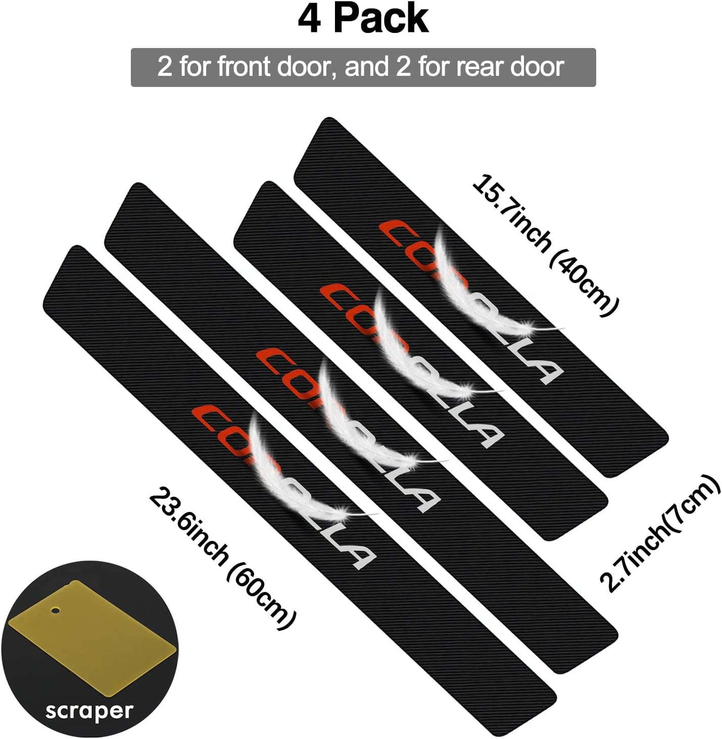 Carbon Fiber Style 4 Pack Door Entry Guard Sill Protector U778