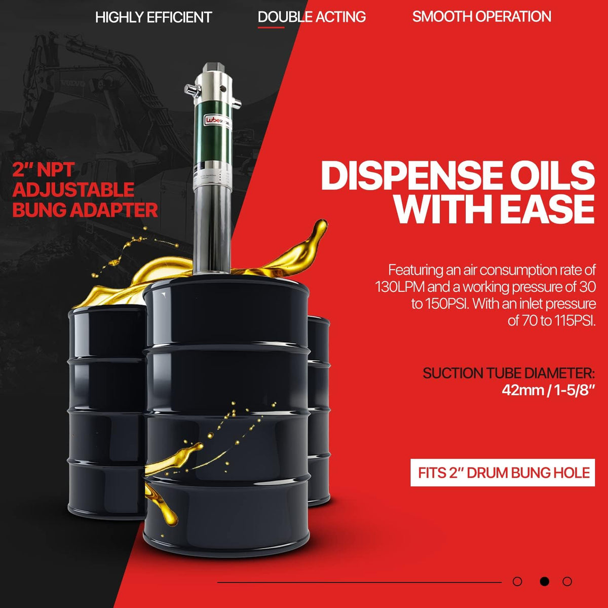 Oil Transfer Drum Pump Double Action 8.5GPM X297