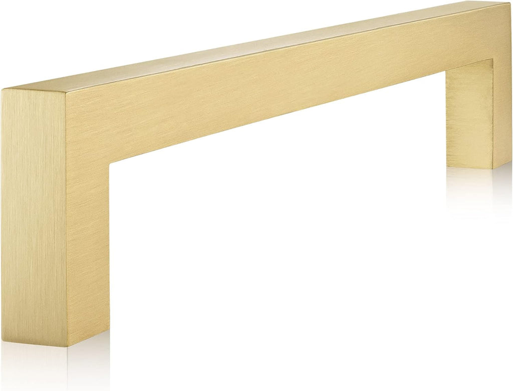 2-Pack Solid Brass Cabinet Handles, Gold Square Bar Cabinet Pulls, 5 Inch Hole Center Q7777