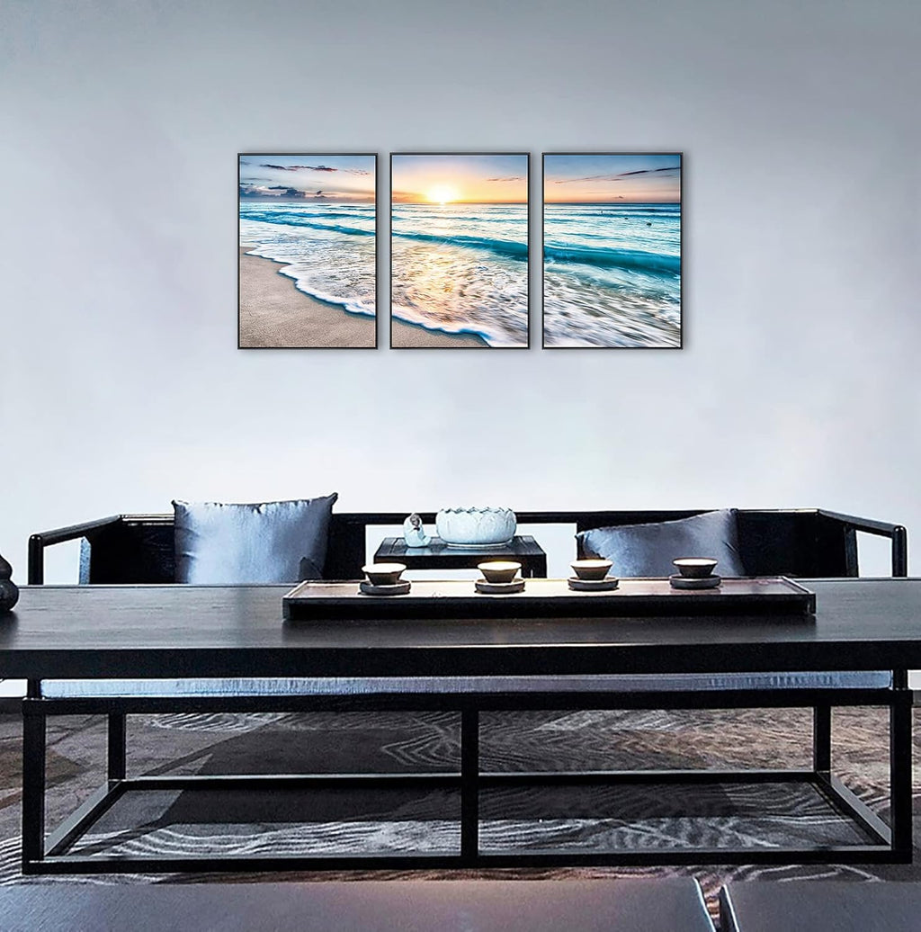 3 Pcs Framed 12x16 Beach Canvas Wall Art I444646