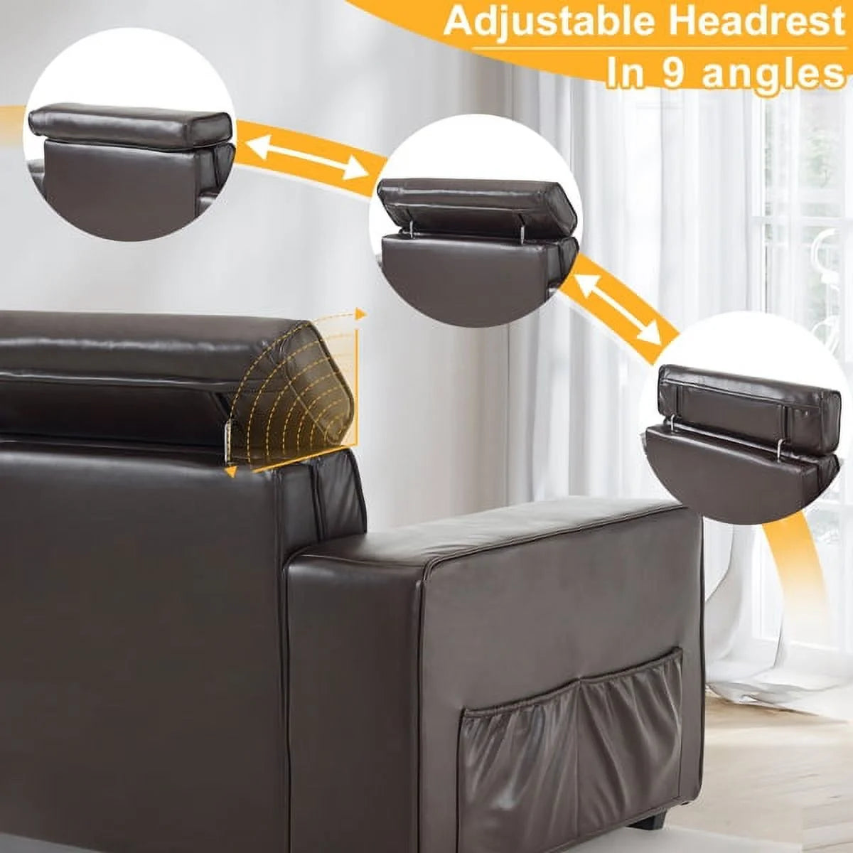Retro PU Three-Seater Sofa Brown X372