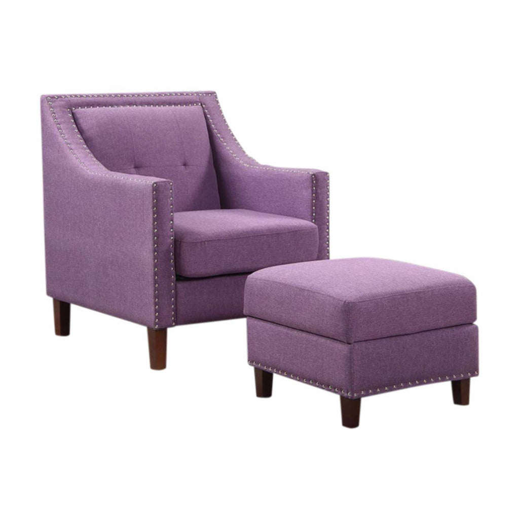 Purple Accent Chair with Storage Ottoman C273
