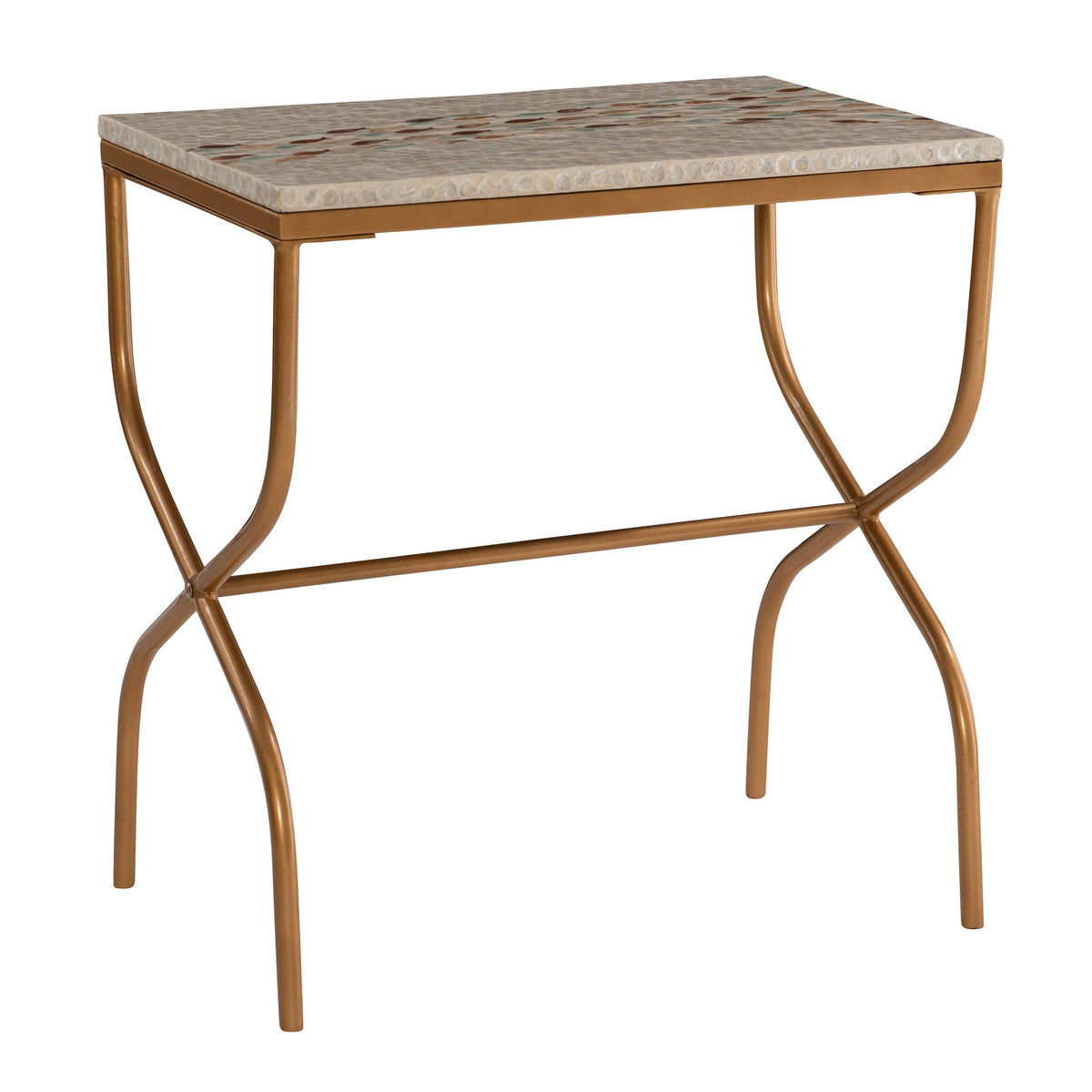 Gold Capiz Fish Mosaic Accent Table D513798