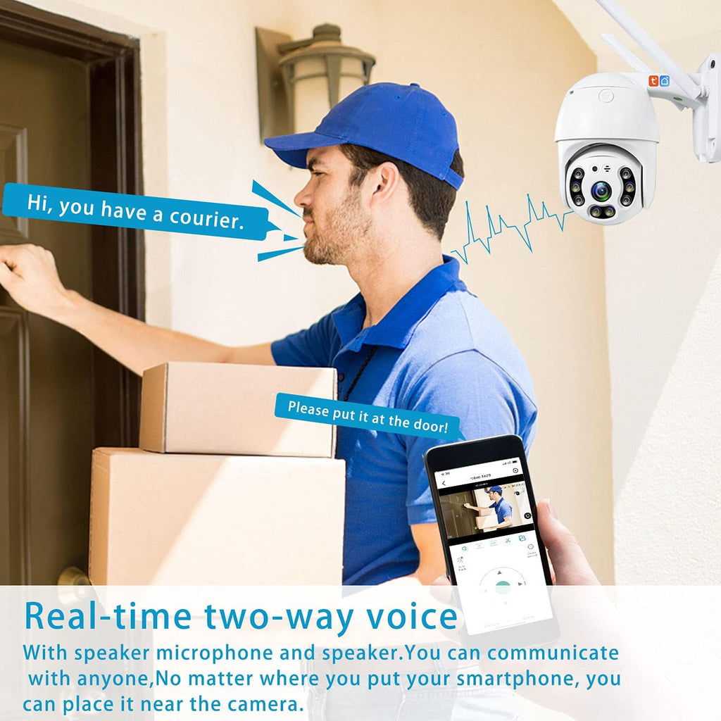 3MP 2K PTZ Outdoor Security Camera with Auto Tracking, Color Night Vision, IP66 Waterproof F640