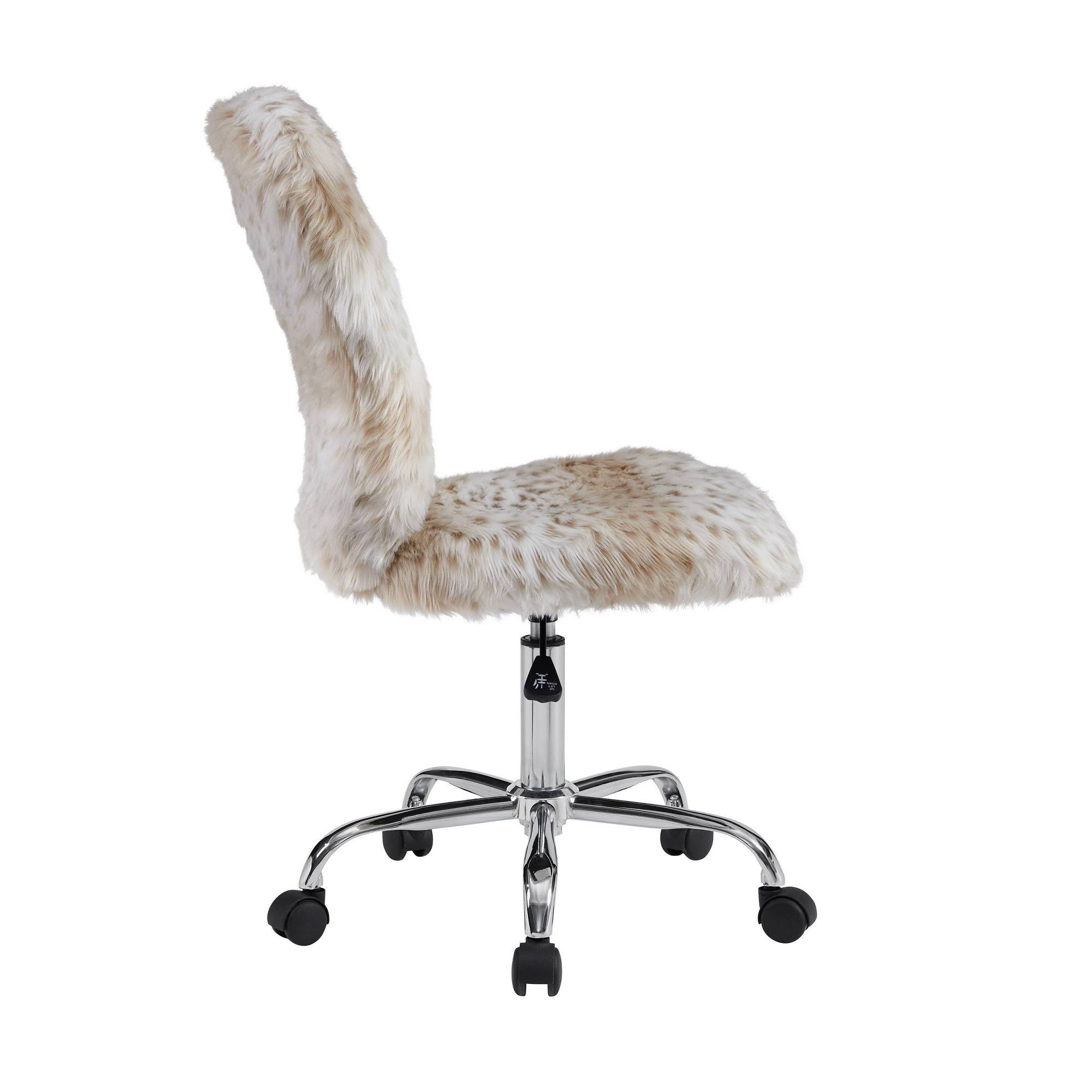 Faux Flokati Armless Office Chair Snow Leopard N144
