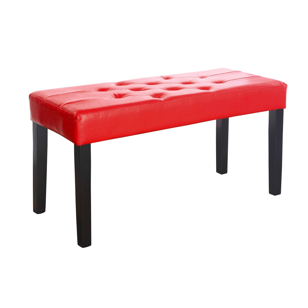 Red Leatherette Bench S17281