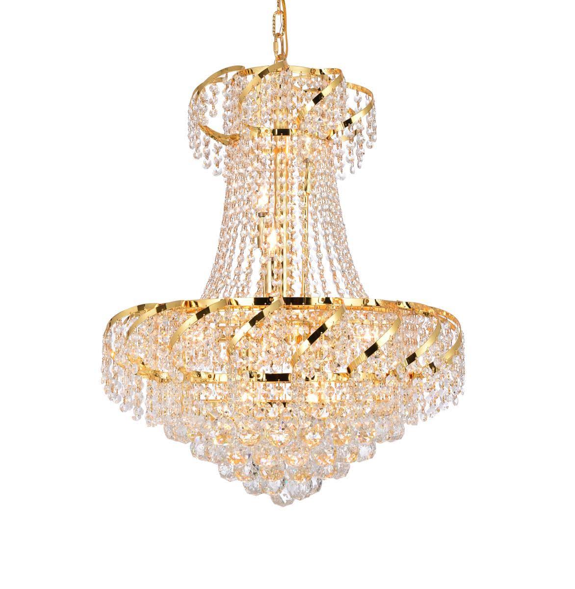 11 Light Gold Chandelier Clear Crystal E8508