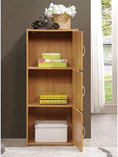 3 Shelf 3 Door Bookcase in Beech P1101