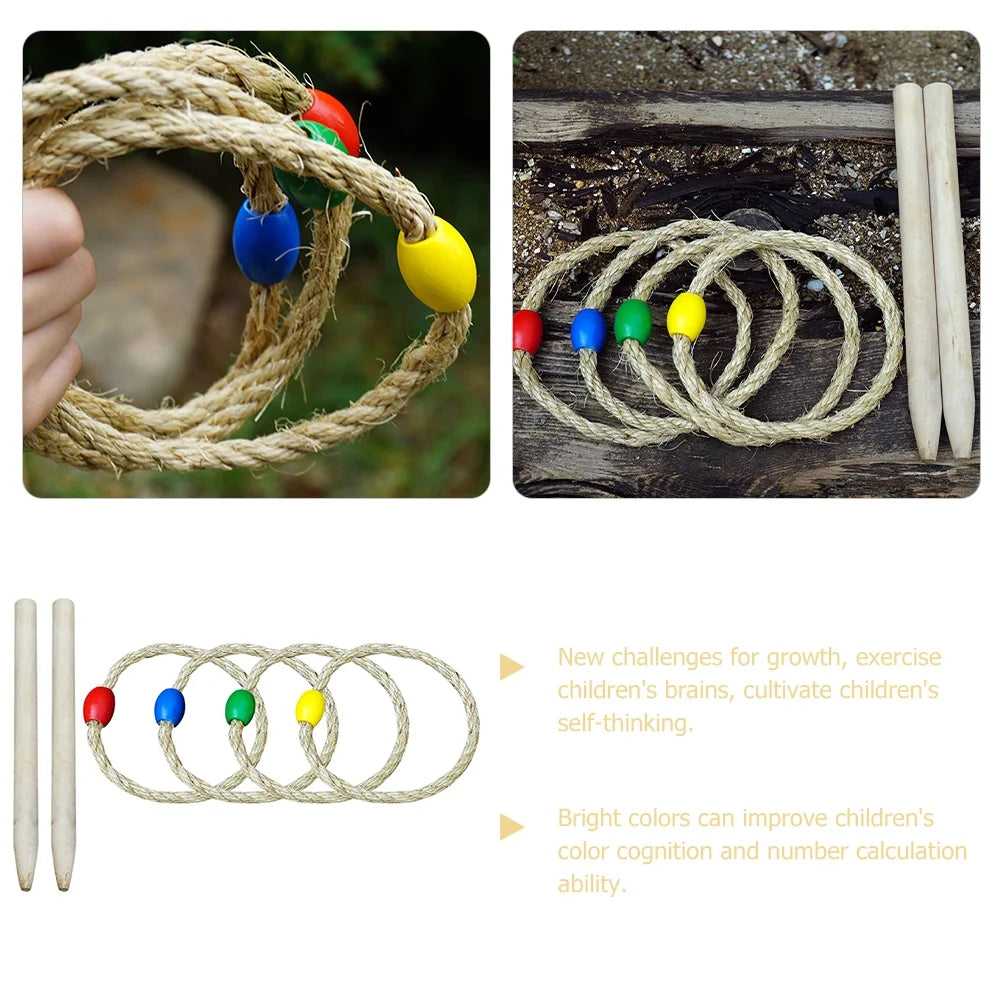 6-piece Solid Wood Ring Toss Toy Set S37818