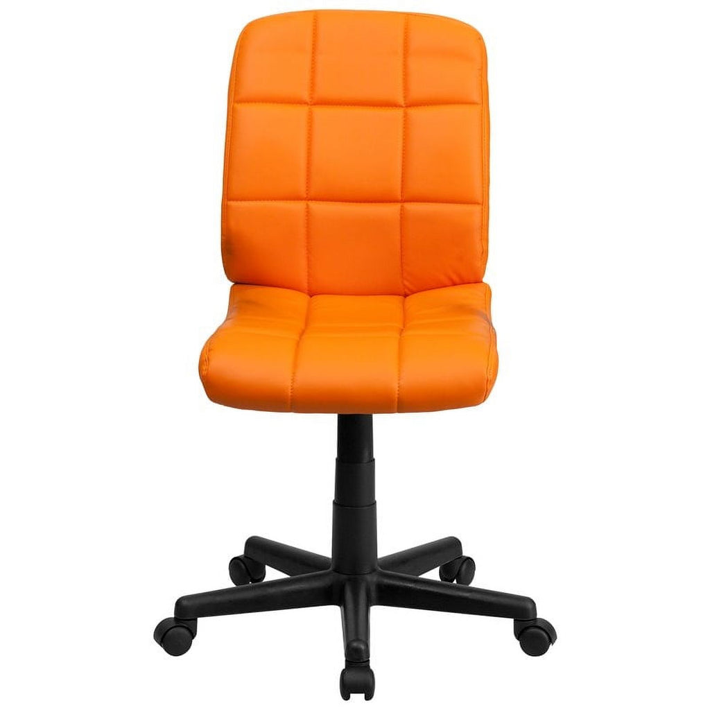 Orange Vinyl Quilted/Nylon Mid-Back Office Chair U962