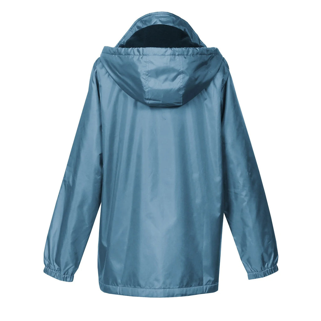 Waterproof Rain Jacket with Hood, Storm Blue, Large Z9444