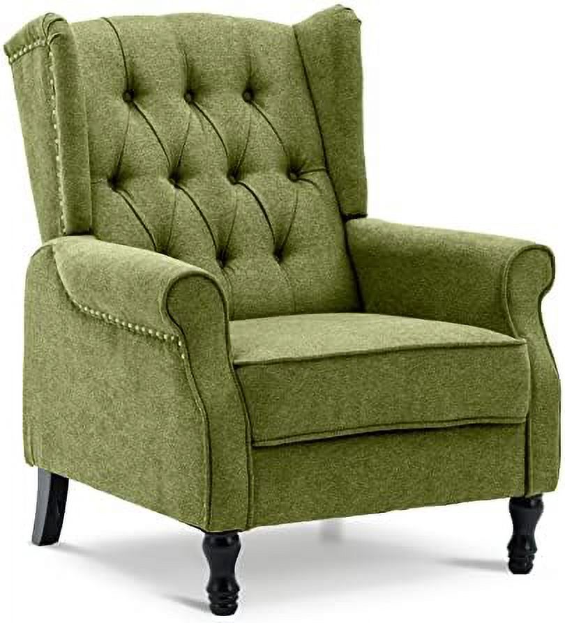 Pink Tufted Linen Accent Chair with Wooden Legs E47751