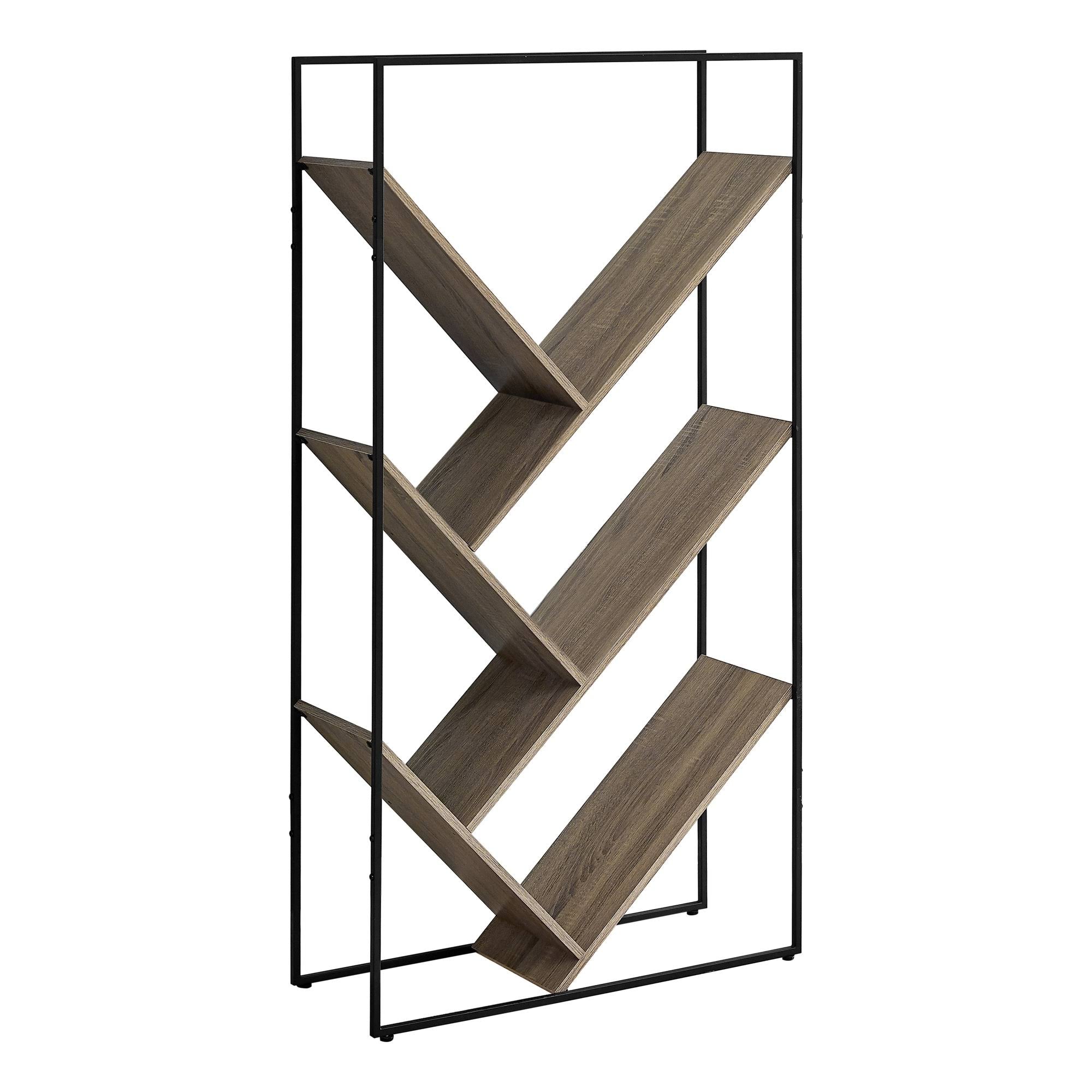 Dark Taupe Black Metal Bookcase F24305