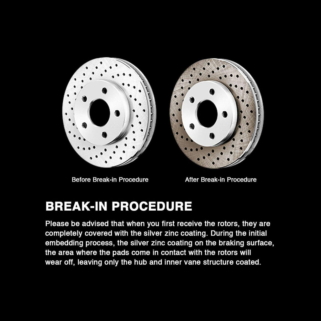 Rear Silver Zinc Cross Drilled Brake Rotors Kit + Semi-Metallic Brake Pads I23818