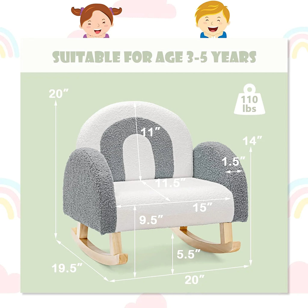 Grey Toddler Rocking Chair with Solid Wooden Frame R398