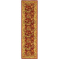Red Floral Wool Runner Rug B900525