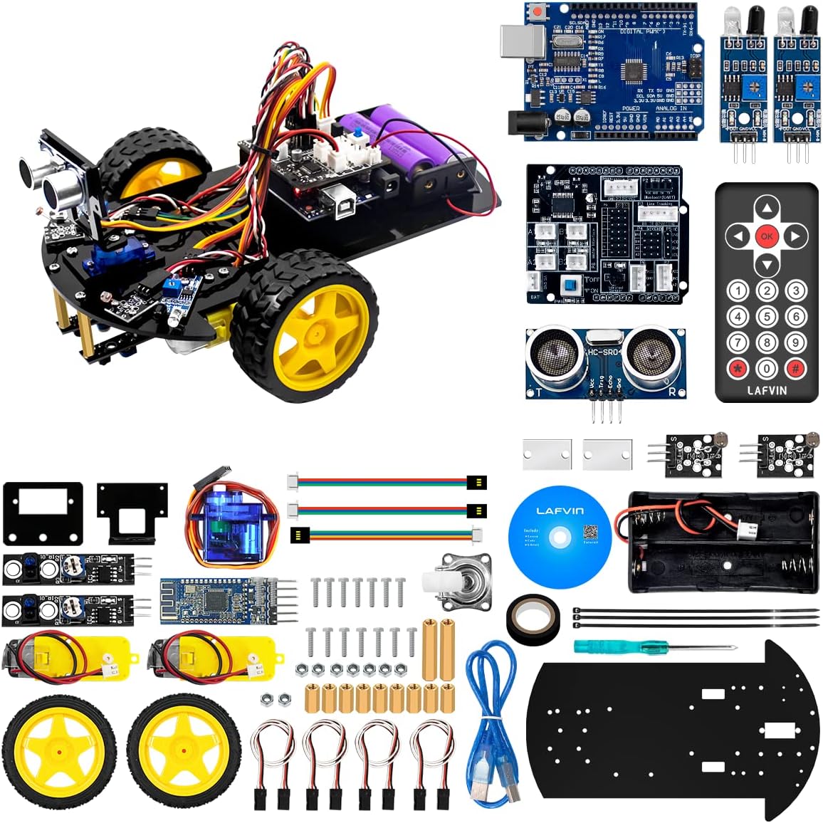 Smart Robot Car 2WD Chassis Kit V2 with Ultrasonic Module E171048