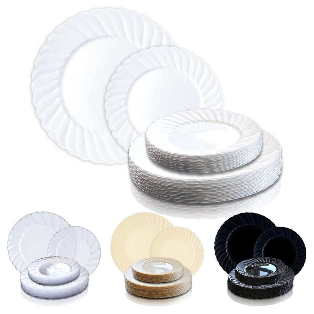 Ivory Round Disposable Plastic Buffet Plates B52371