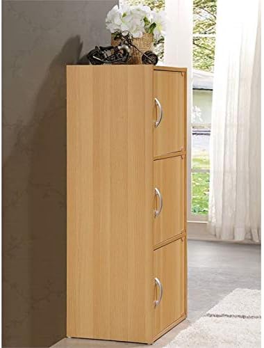3 Shelf 3 Door Bookcase in Beech P1101