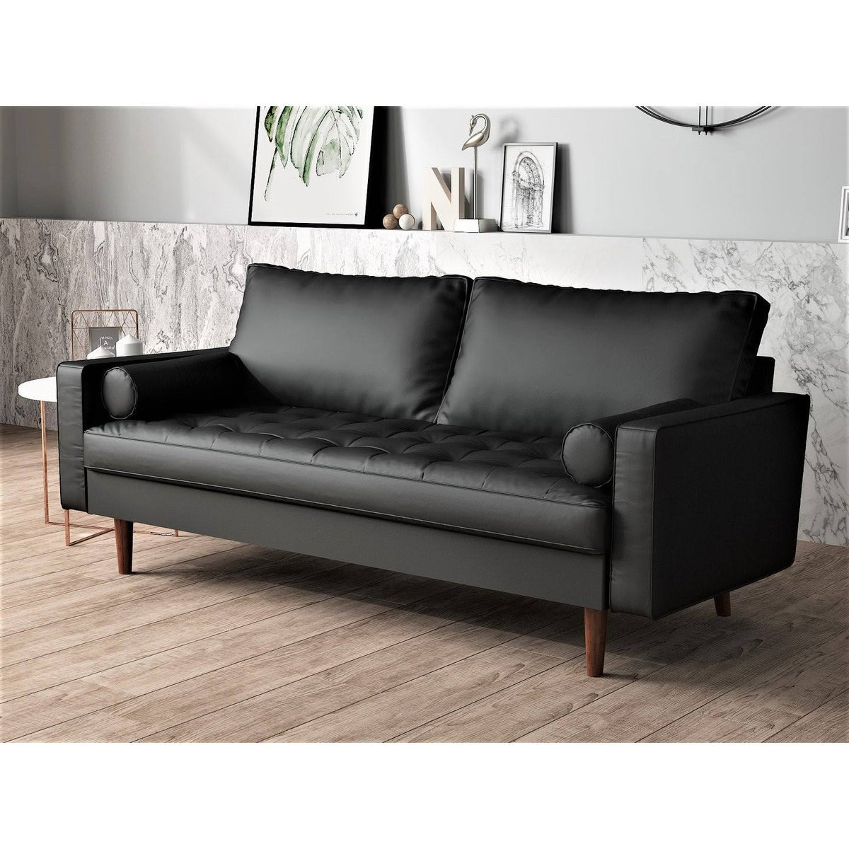 Faux Leather Mid-Century Loveseat R9598