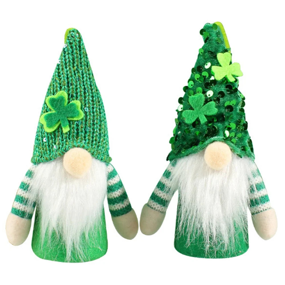 2 Pack St Patricks Day Gnome Plush Elf Decorations Table Decor Ornament Dwarf Figurines Green Handmade Faceless Gnome T3958