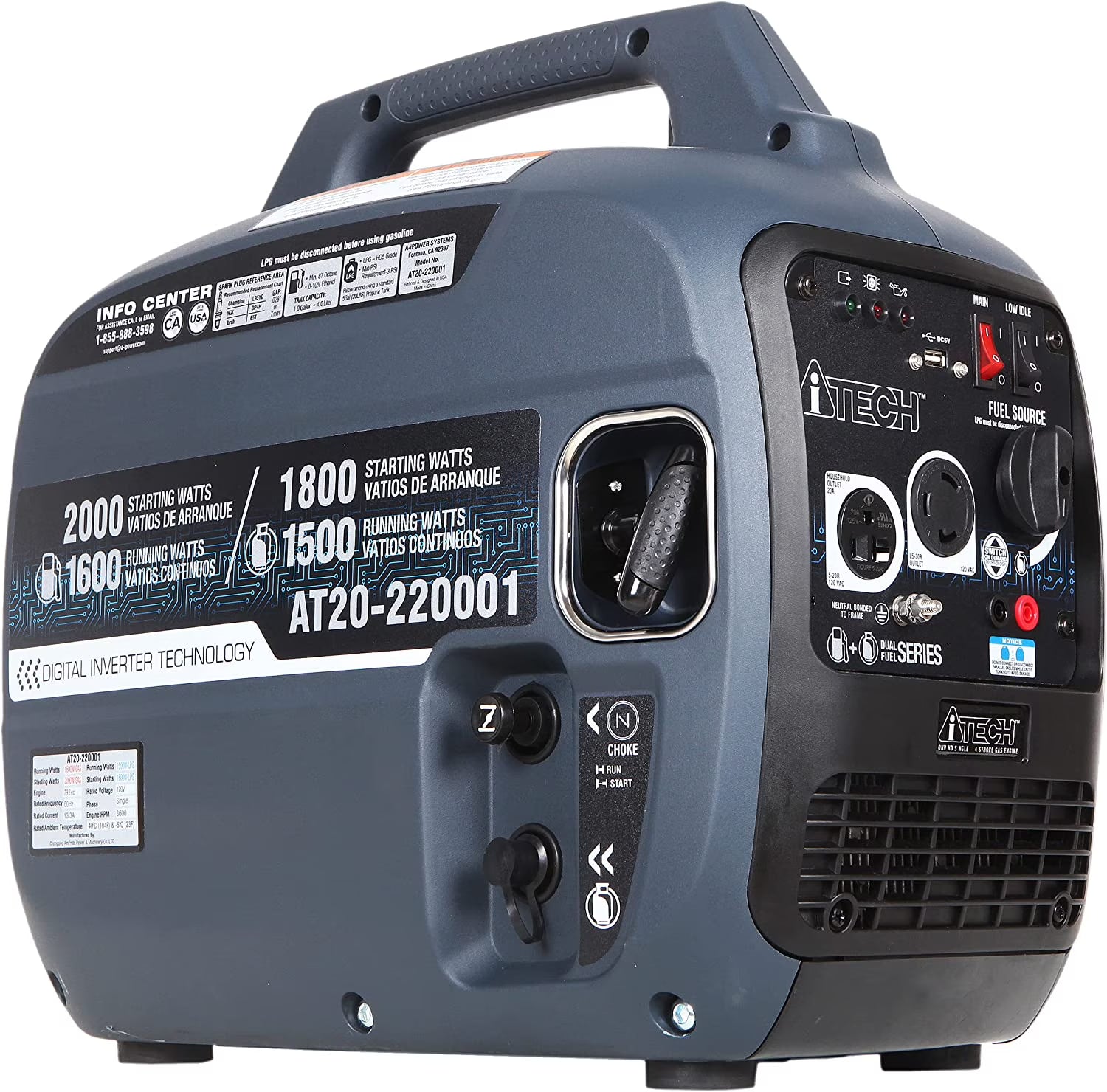 2000 Watt Portable Inverter Generator Dual Fuel V32558