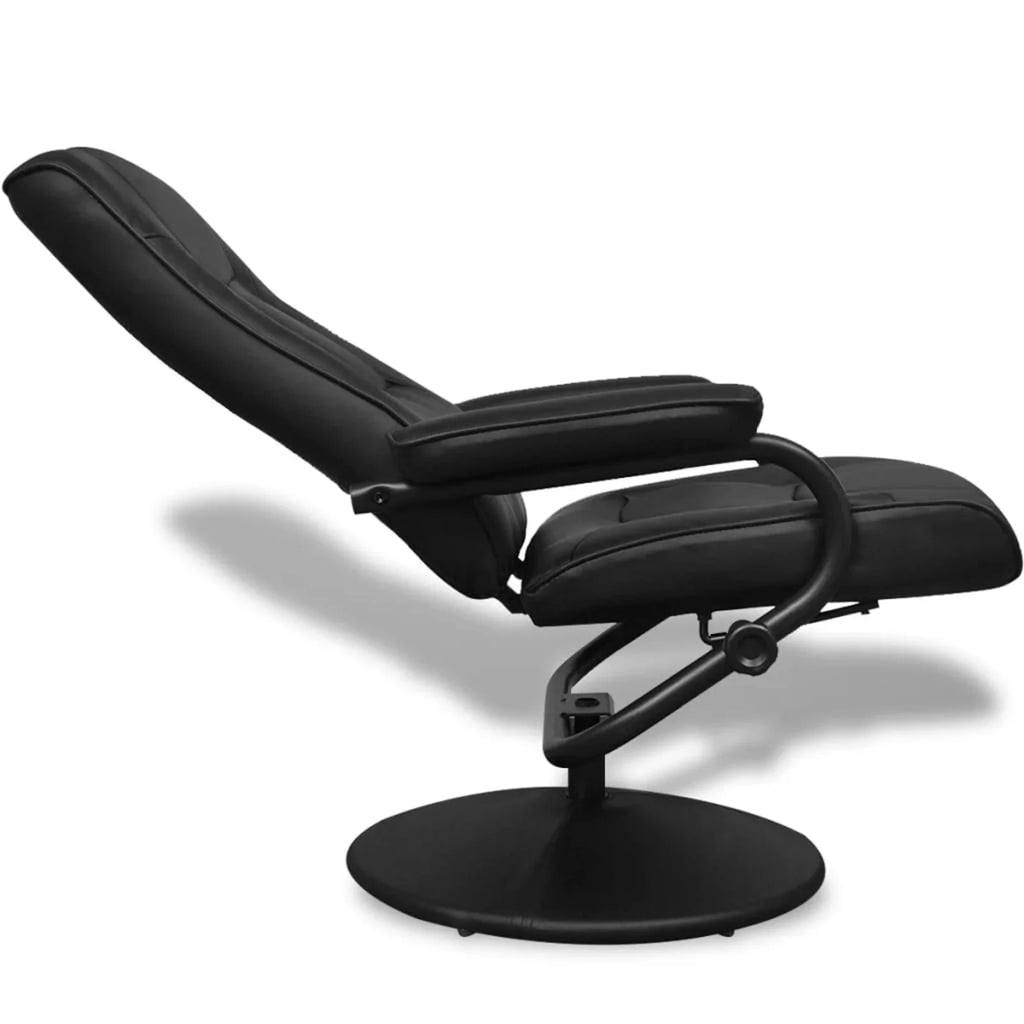 Black Faux Leather Adjustable Recliner Chair with Footstool B62770