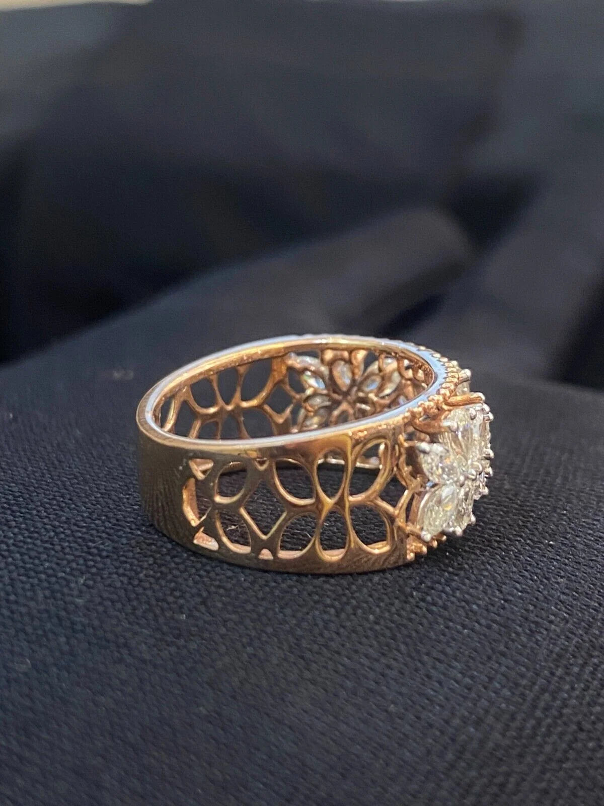Marquise Pear Princess Shape Diamond Art Deco Wedding Ring In 14K Rose Gold Y15172