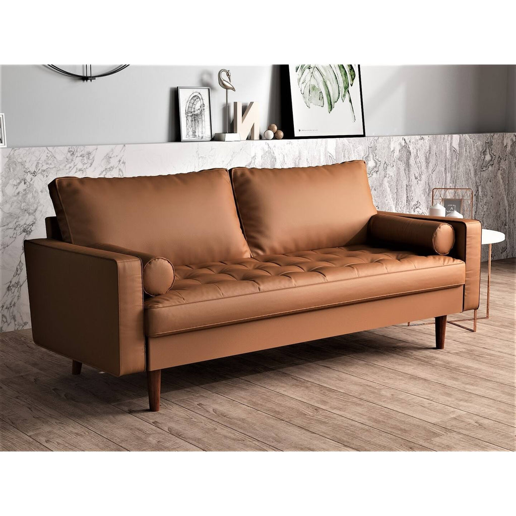 Faux Leather Mid-Century Loveseat R9598