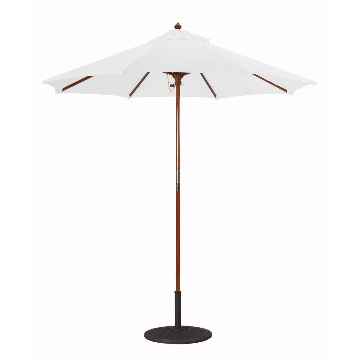 7.5 ft. Dark Wood Cafe Jockey Red Sunbrella Umbrella U5869
