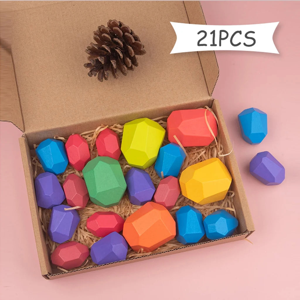 Wooden Stone Building Block Toy Stacking Game M221