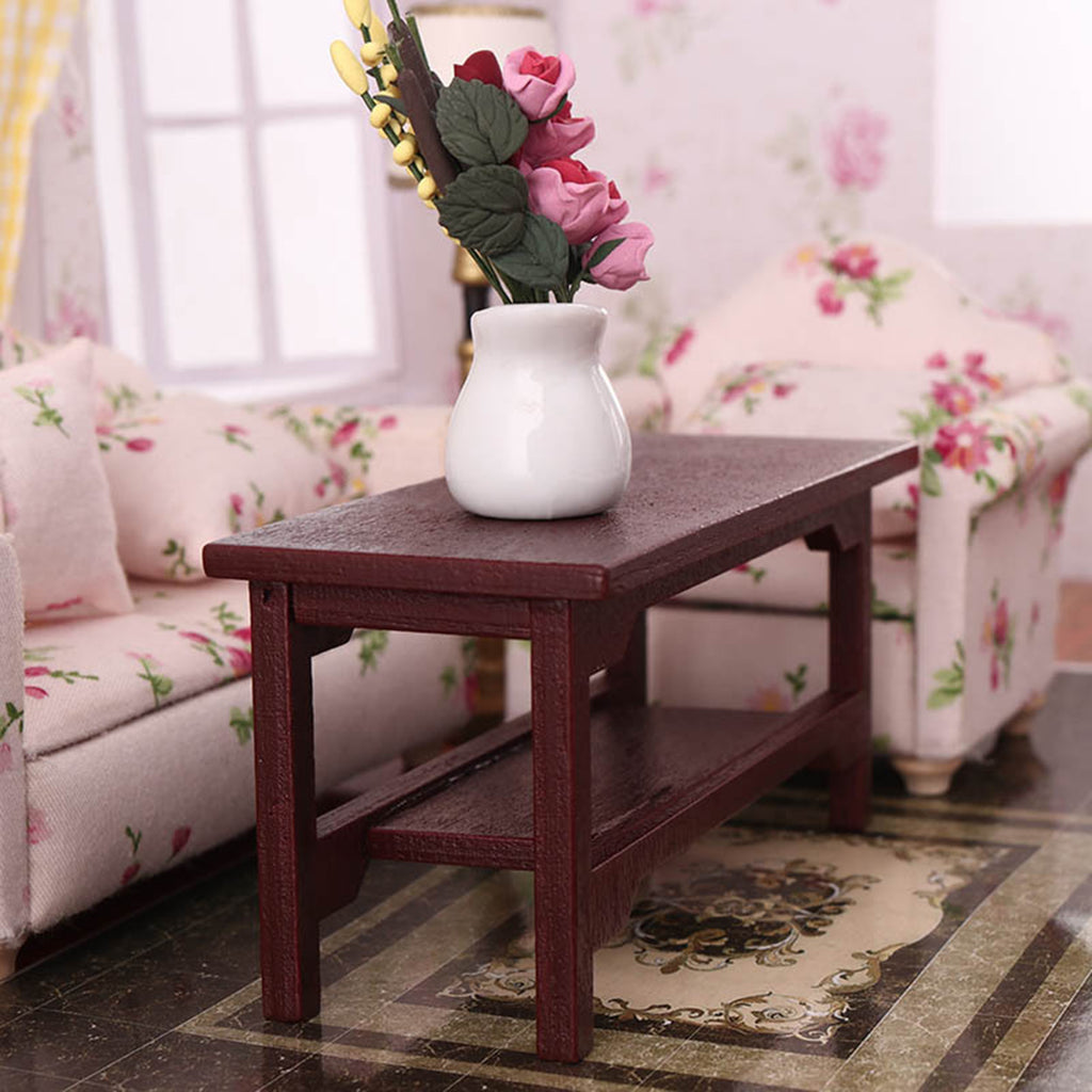 Mini Handmade Retro Wine Red Teatable Dollhouse Furniture Table V5612