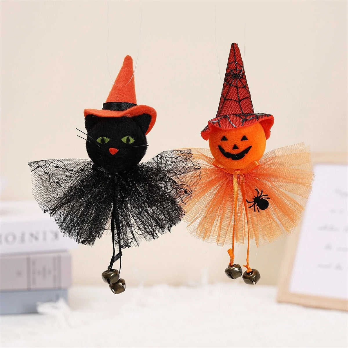 Pumpkin Witch Doll Scary Halloween Cat Toy D65366
