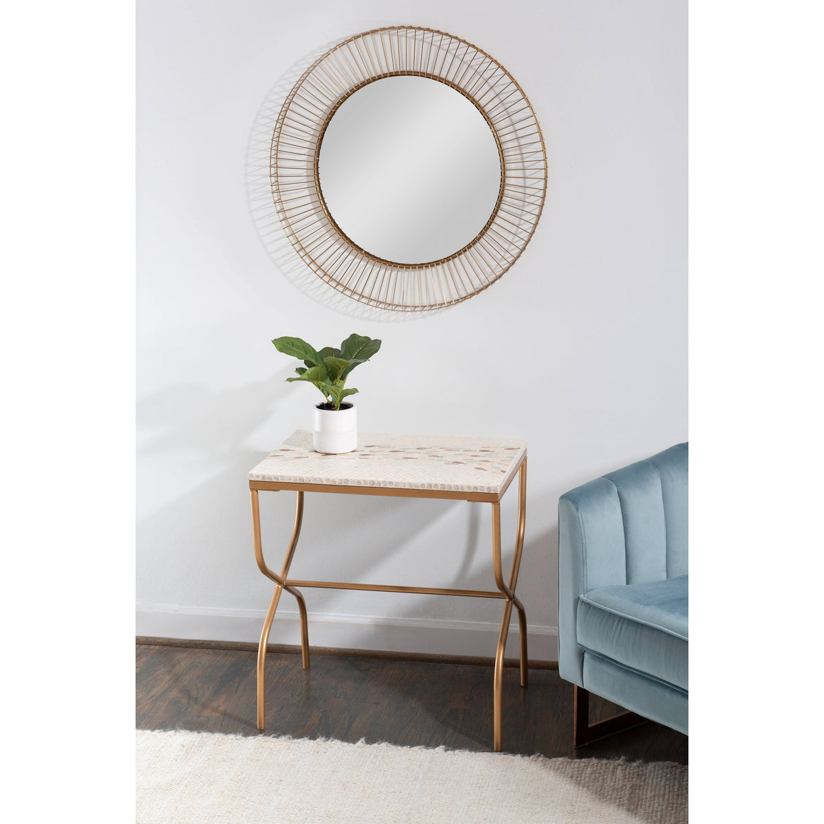 Gold Capiz Fish Mosaic Accent Table D513798