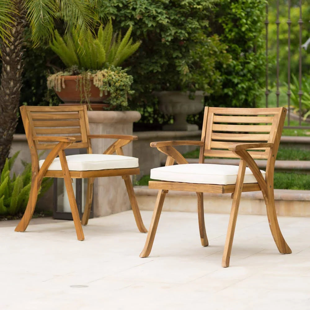 Gray Acacia Wood Arm Chair - 2 count V58877